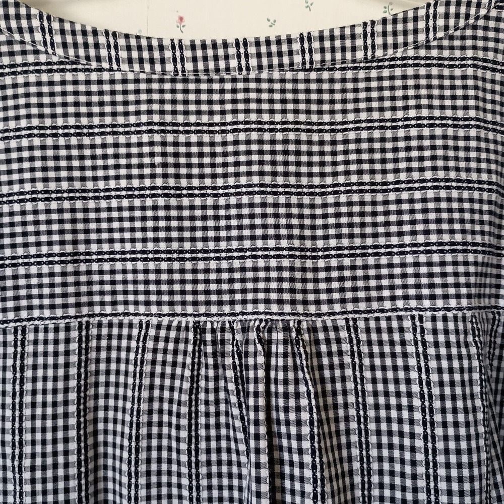 EUC Talbots Size 3X Tunic Top Blouse Black & White Check Trim Detail 100% Cotton - Picture 9 of 11